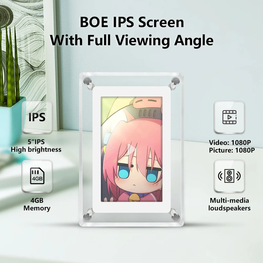 Acrylic Digital Photo Frame 5 Inch 1200Mah Vertical Display IPS Screen 4G Memory Battery Porta Retrato Digital Picture Frame